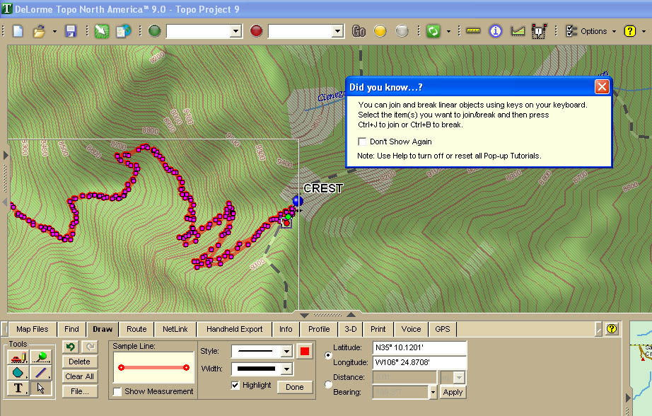 DeLorme Split Track 1