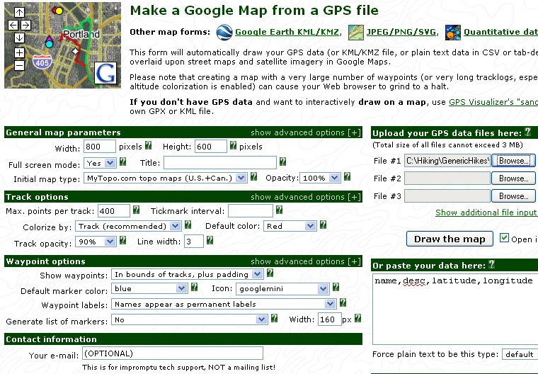 Draw Map Input Form